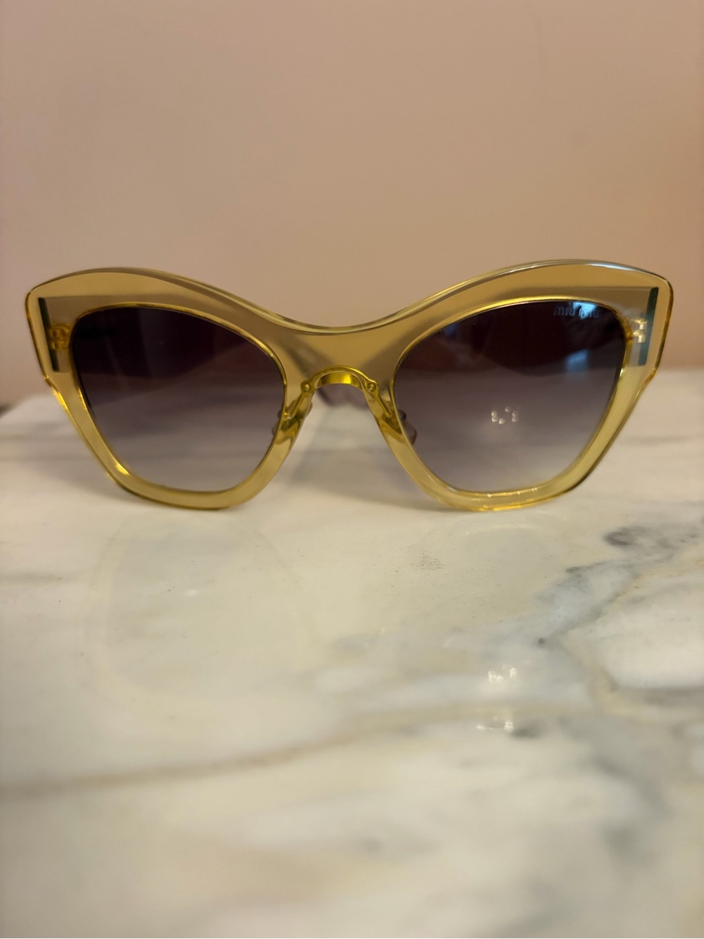 Vintage MIU MIU SMU11P Cat Eye Sunglasses Acetate Frame Violet Lenses